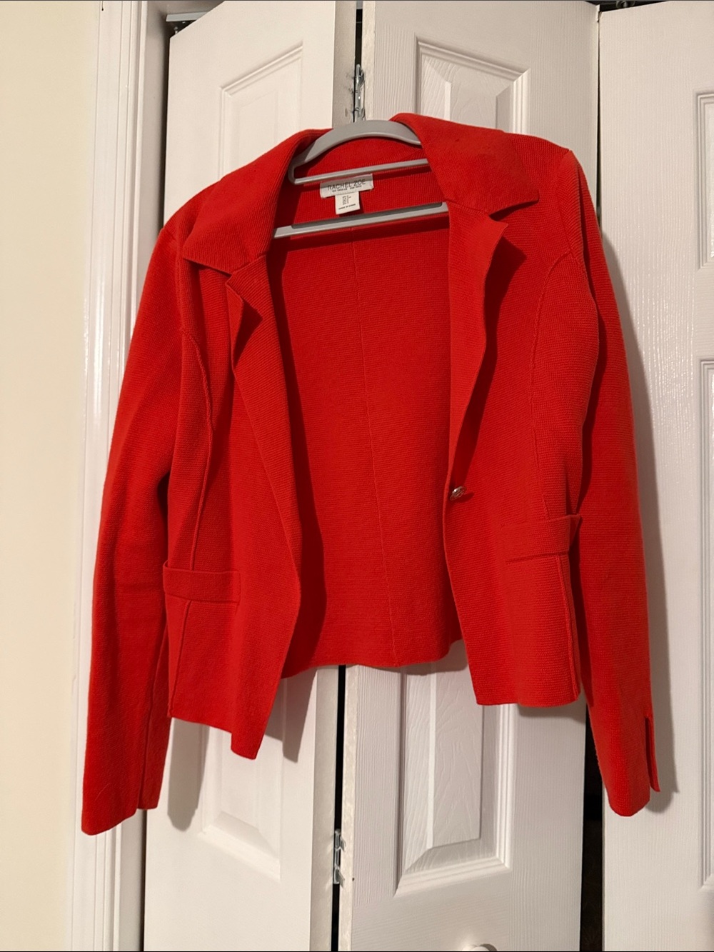 Rachel Zoe Red Open-Front Notch Lapel Blazer